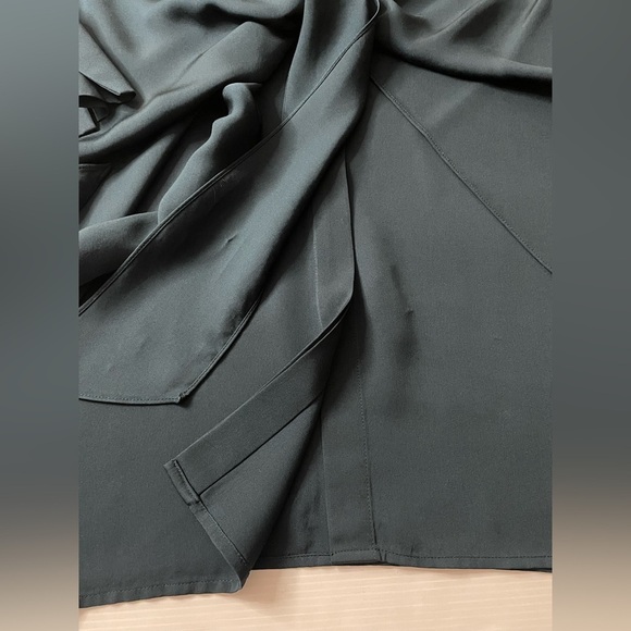 Theory Talbilla Knotted Silk Crepe De Chine Shirt Dress Deep Blue Green Sz 0 - Picture 10 of 11